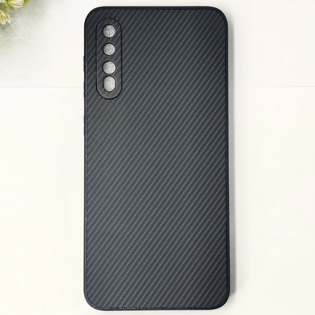 Samsung Galaxy A30s|A50|A50s 3D Carbon Fiber Texture Leather Back Case (Black)