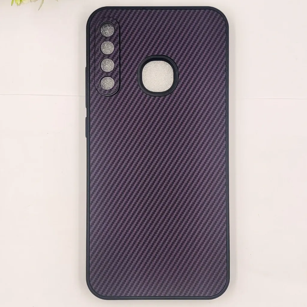 Infinix Smart 3 Plus|S4 3D Carbon Fiber Texture Leather Back Case (Purple)