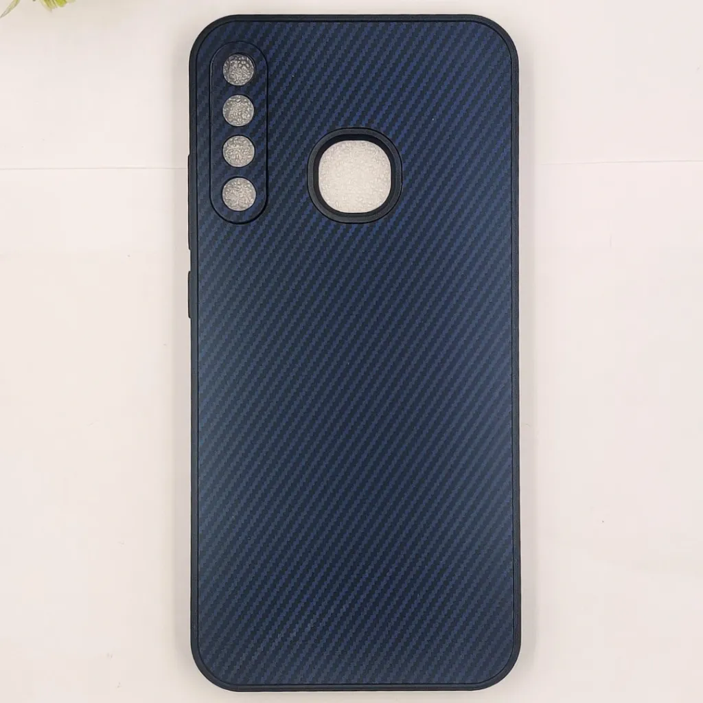 [PO4BISMRT3PL-20-17] Infinix Smart 3 Plus|S4 3D Carbon Fiber Texture Leather Back Case (Navy Blue)