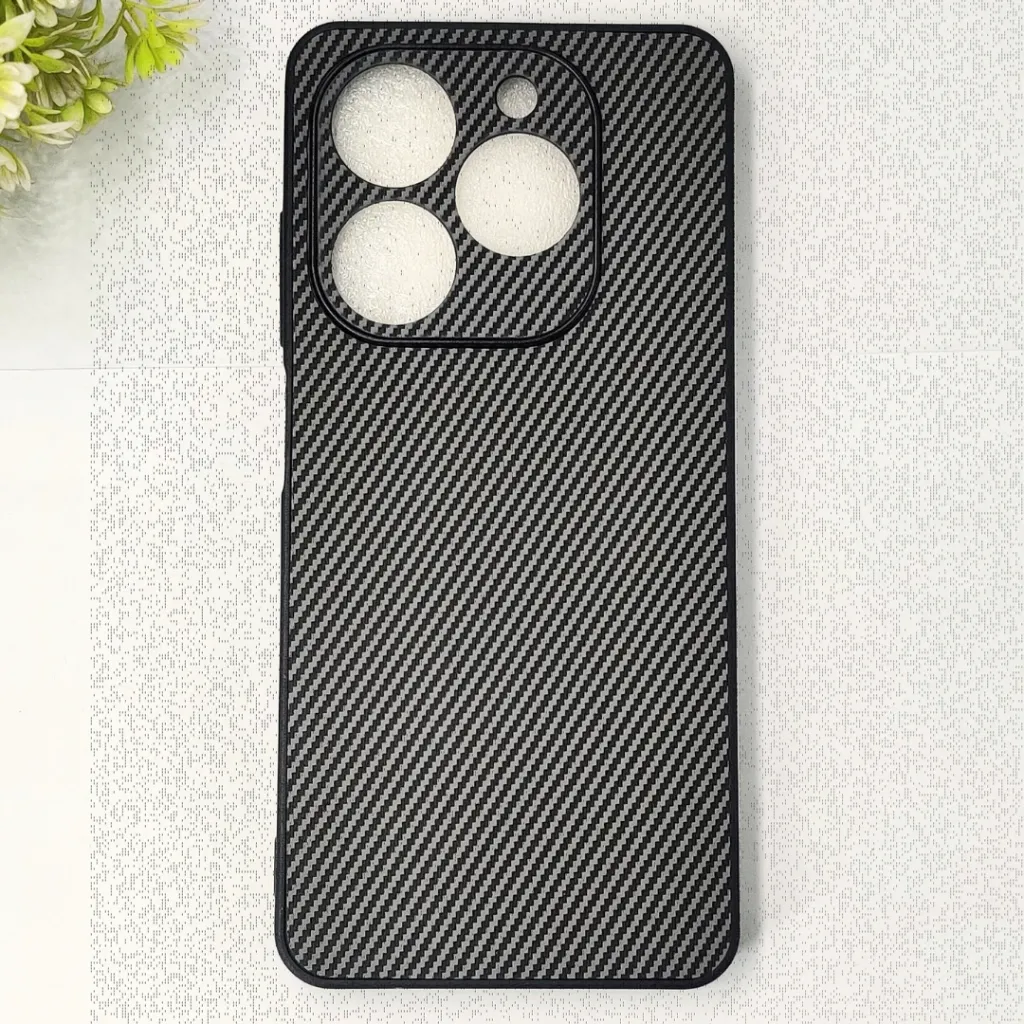 Tecno Spark 20|Spark 20C|Spark Go 2024|Pop 8|Infinix Smart 8|Smart Pro|Smart 8 Plus|Hot 40i 3D Carbon Fiber Texture Leather Back Case (Gray)