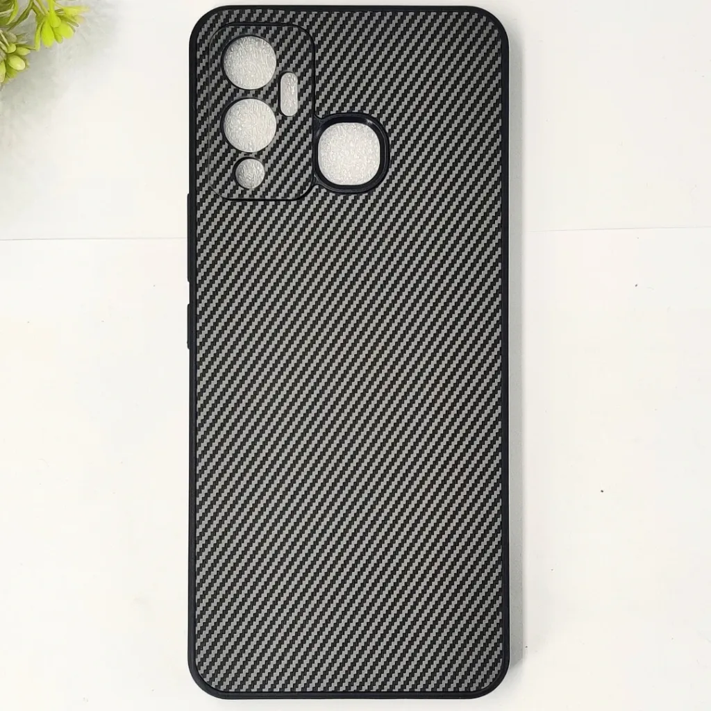 [PO4BIHOT12PY-20-9] Infinix Hot 12 3D Carbon Fiber Texture Leather Back Case (Gray)