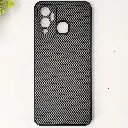 Infinix Hot 12 3D Carbon Fiber Texture Leather Back Case (Gray)