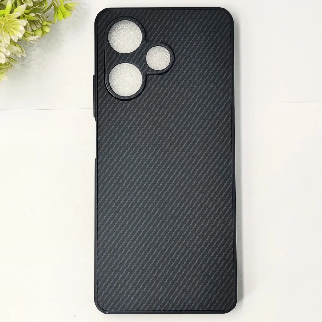 [PO4BIHOT30-20-2] Infinix Hot 30 3D Carbon Fiber Texture Leather Back Case (Black)