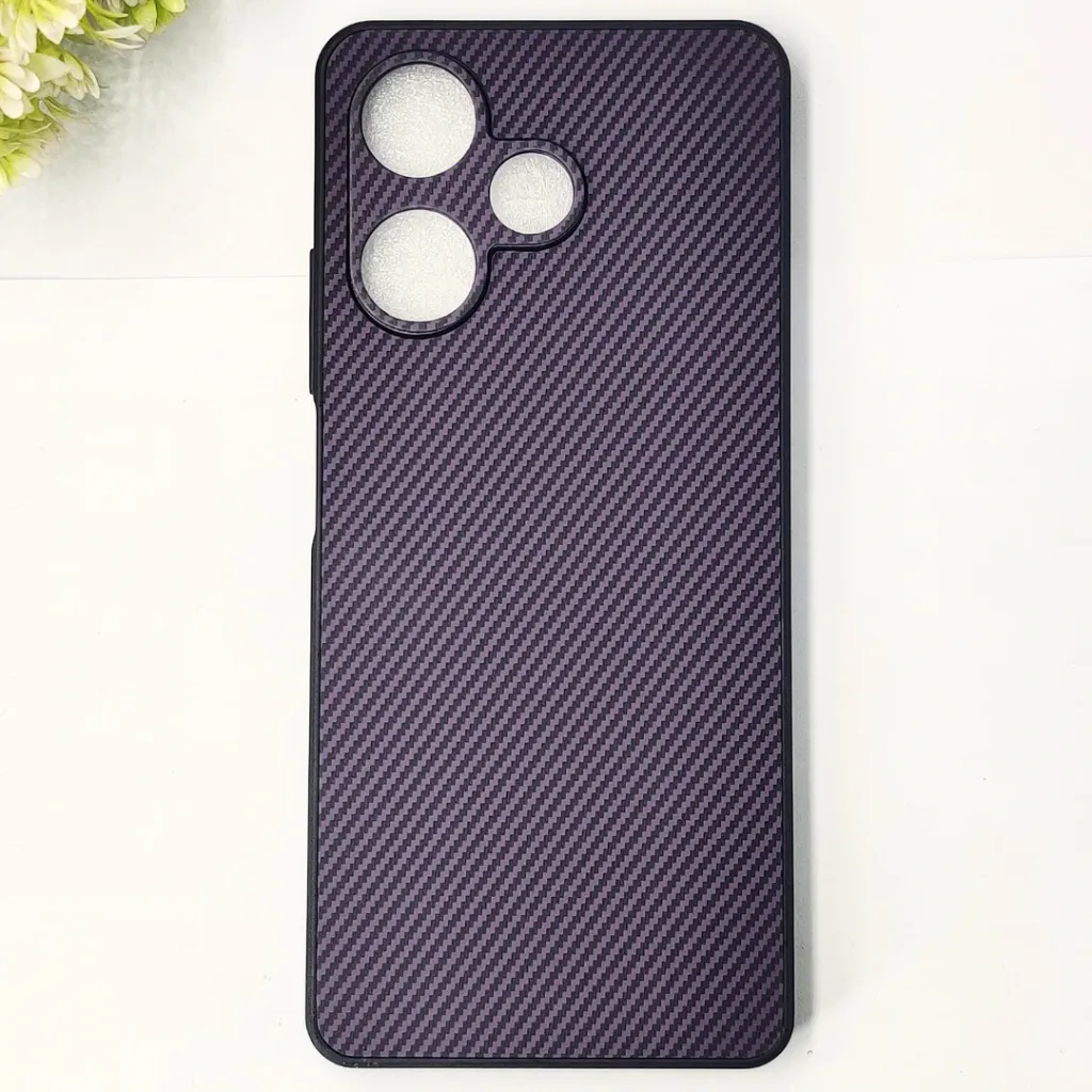 Infinix Hot 30 3D Carbon Fiber Texture Leather Back Case (Purple)