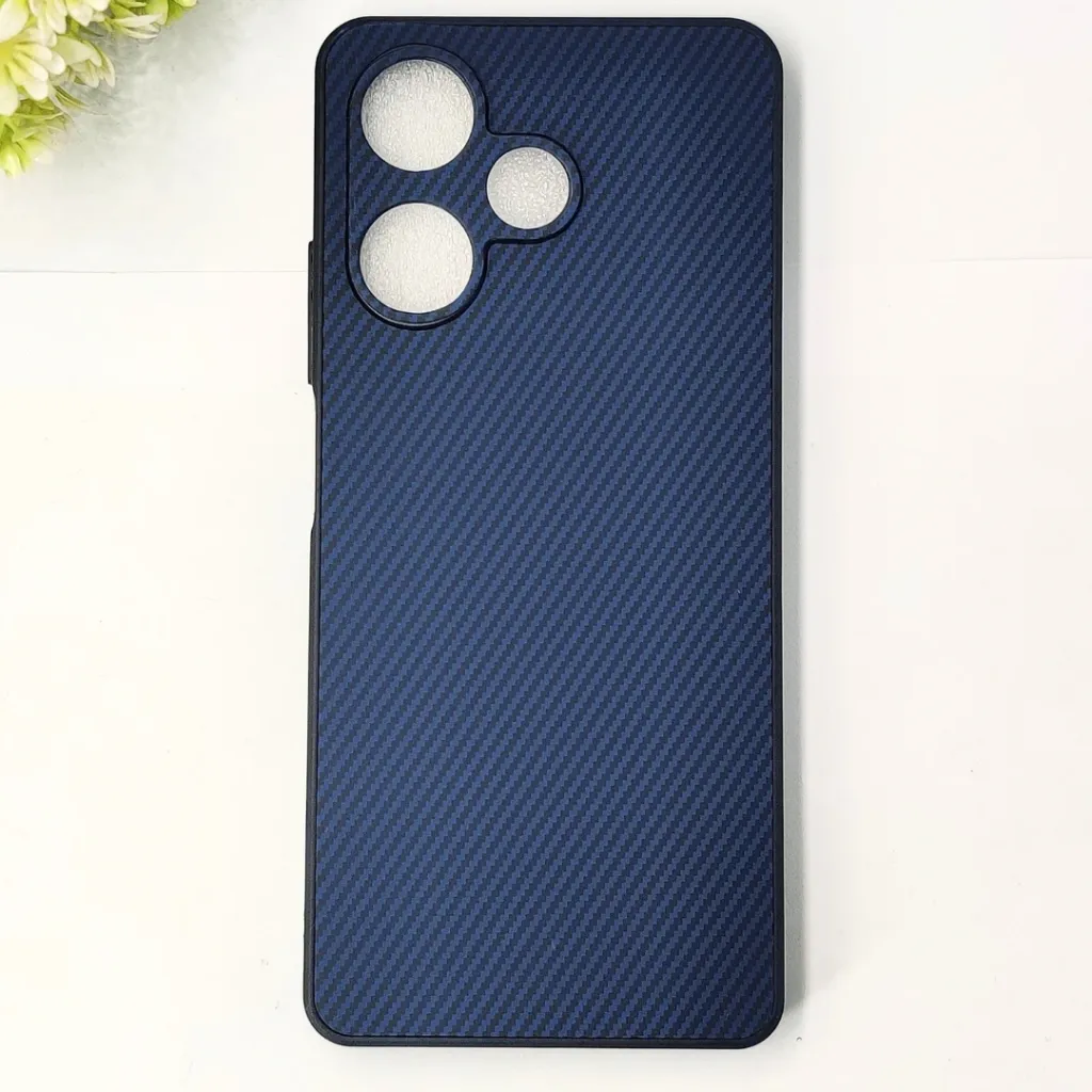 [PO4BIHOT30-20-17] Infinix Hot 30 3D Carbon Fiber Texture Leather Back Case (Navy Blue)