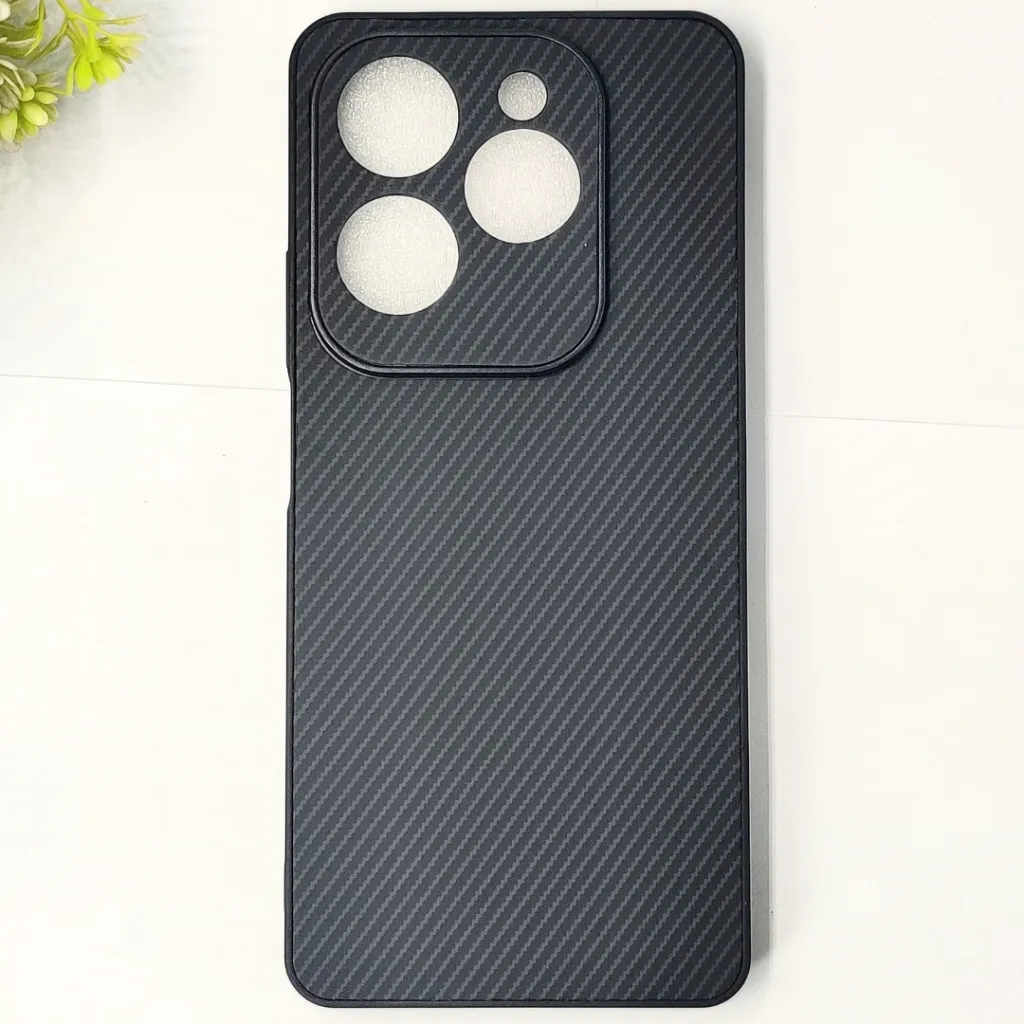 [PO4BIHOT40PR-20-2] Infinix Hot 40 Pro|Hot 40|Tecno Spark 20 Pro 4G 3D Carbon Fiber Texture Leather Back Case (Black)