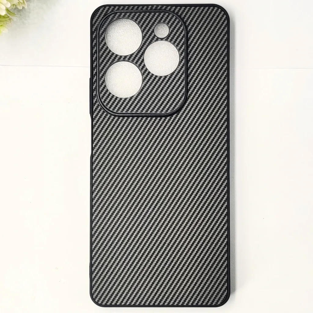 Infinix Hot 40 Pro|Hot 40|Tecno Spark 20 Pro 4G 3D Carbon Fiber Texture Leather Back Case (Gray)