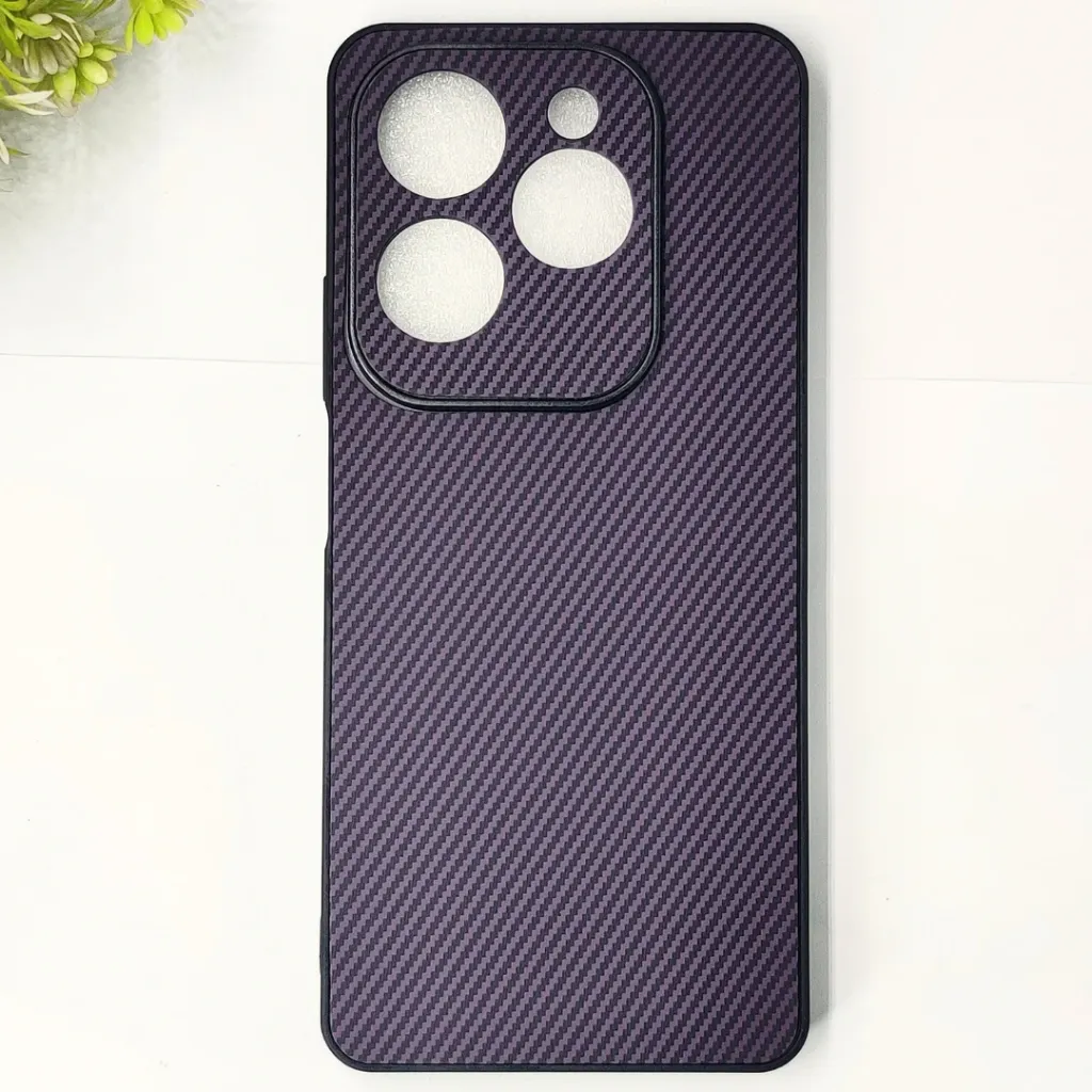 Infinix Hot 40 Pro|Hot 40|Tecno Spark 20 Pro 4G 3D Carbon Fiber Texture Leather Back Case (Purple)