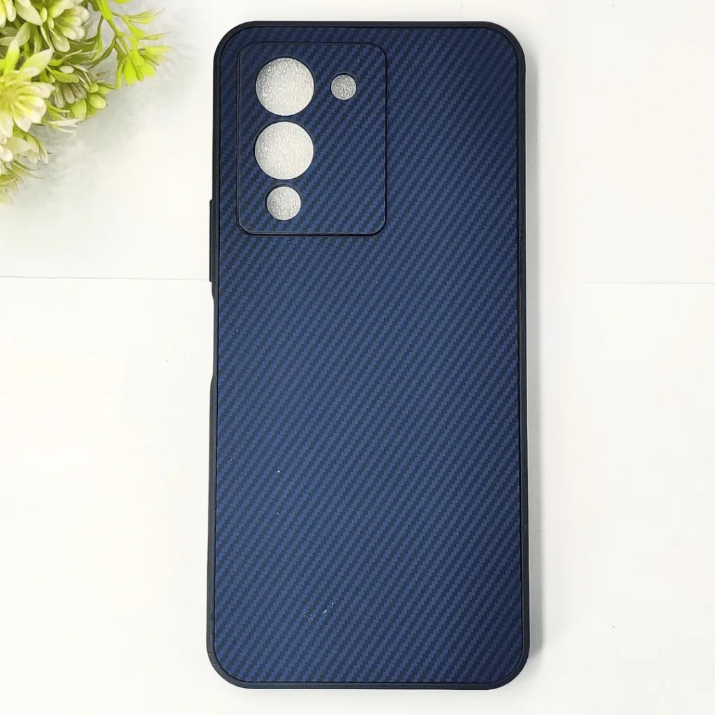 [PO4BINOT12G96-20-17] Infinix Note 12 G96 3D Carbon Fiber Texture Leather Back Case (Navy Blue)