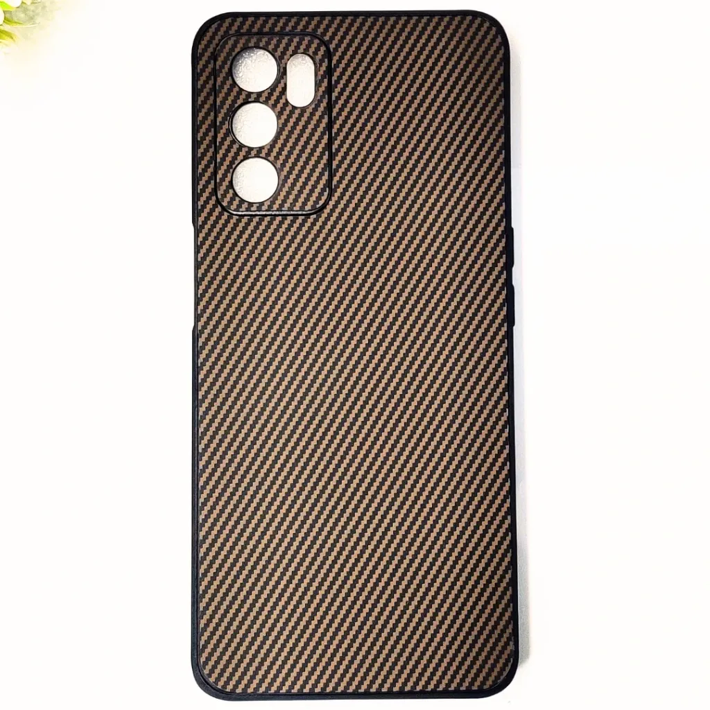 Oppo A16 4G 3D Carbon Fiber Texture Leather Back Case (Dark Brown)