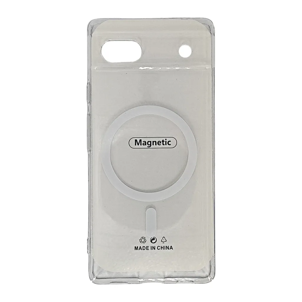[PO19BGPXL6A-1-30] Google Pixel 6A PC Acrylic Colour Tpu|Transparent MagSafe 3D Logo Printed Back Case (Crystal)