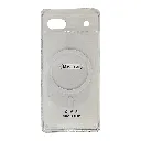 Google Pixel 6A PC Acrylic Colour Tpu|Transparent MagSafe 3D Logo Printed Back Case (Crystal)