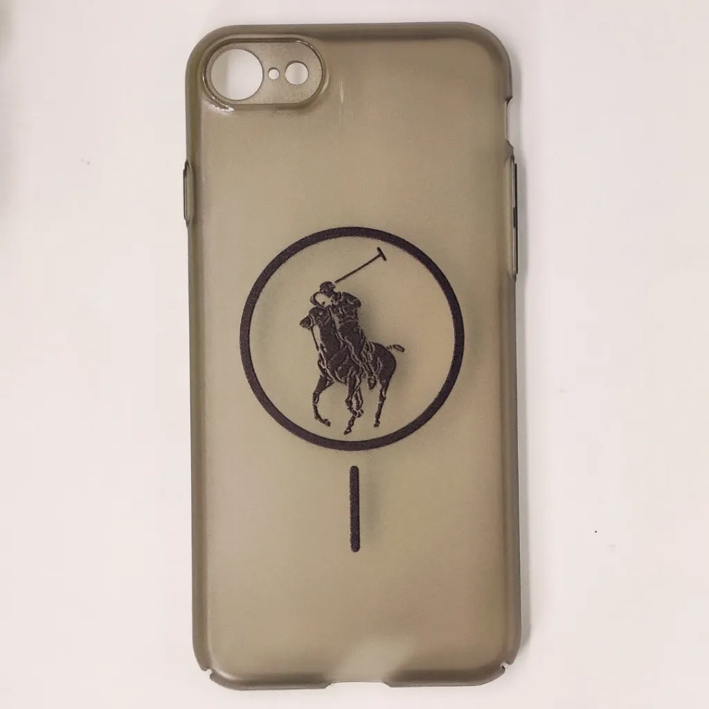 [PO19BIP7G-2-2] iPhone 7G|8G|6G|SE 2020 3D Matte Acrylic Side Cutt With Polo Magsafe Printed Back Case (Black)