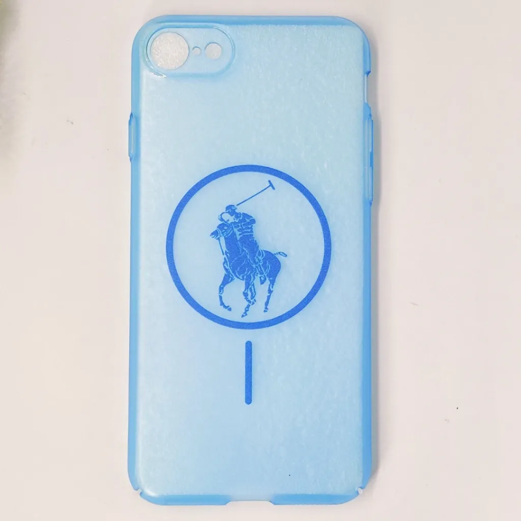 iPhone 7G|8G|6G|SE 2020 3D Matte Acrylic Side Cutt With Polo Magsafe Printed Back Case (Blue)