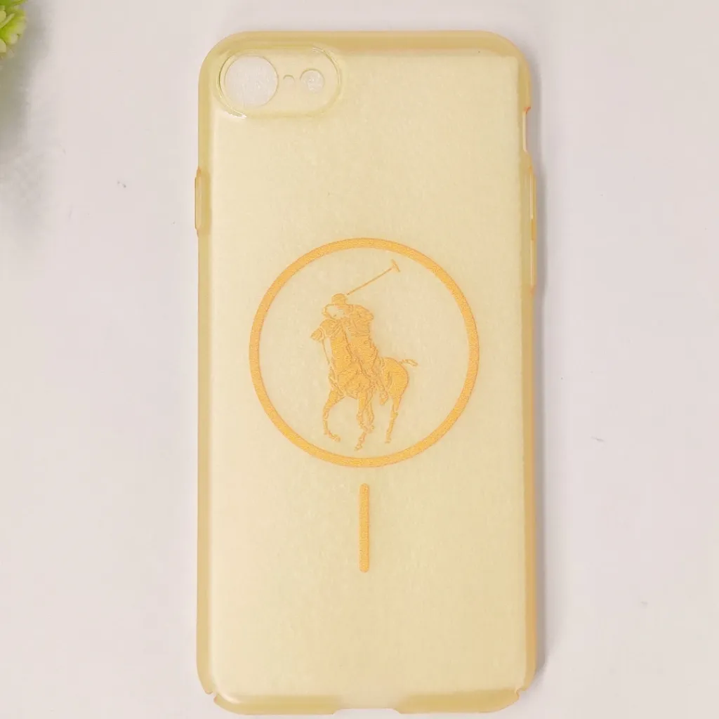 iPhone 7G|8G|6G|SE 2020 3D Matte Acrylic Side Cutt With Polo Magsafe Printed Back Case (Yellow)