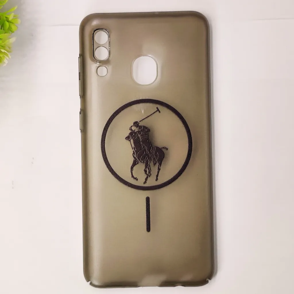 Samsung A20|A30 3D Matte Acrylic Side Cutt With Polo Magsafe Printed Back Case (Black)