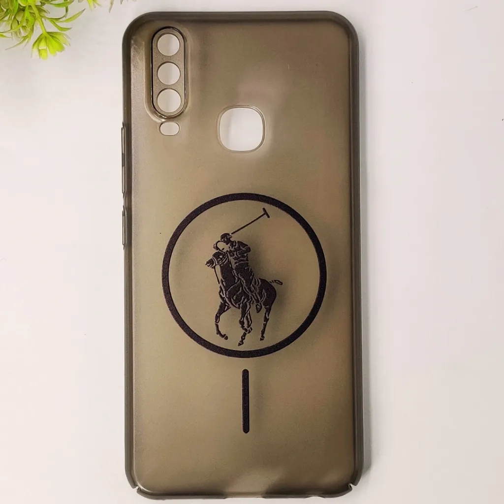 [PO19BVIY15-2-2] Vivo Y11|Y12|Y15|Y17 3D Matte Acrylic Side Cutt With Polo Magsafe Printed Back Case (Black)