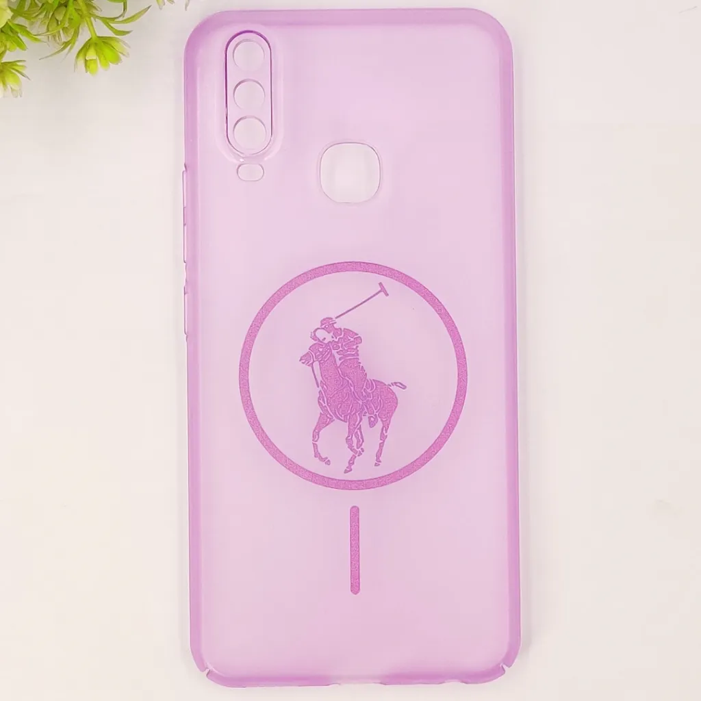 Vivo Y11|Y12|Y15|Y17 3D Matte Acrylic Side Cutt With Polo Magsafe Printed Back Case (Light Purple)