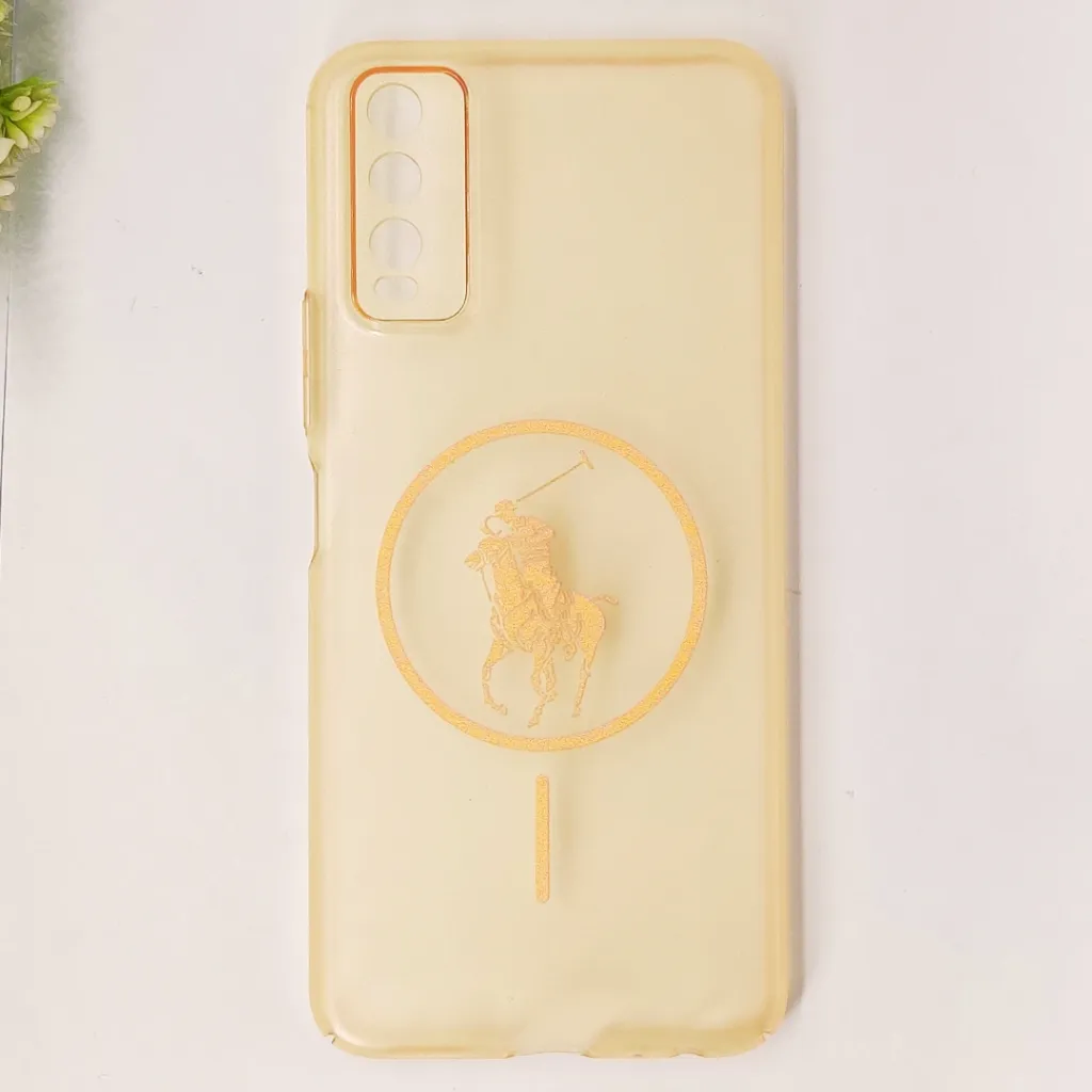 Vivo Y20|Y20i|Y20S|Y12S|Y12A 3D Matte Acrylic Side Cutt With Polo Magsafe Printed Back Case (Yellow)