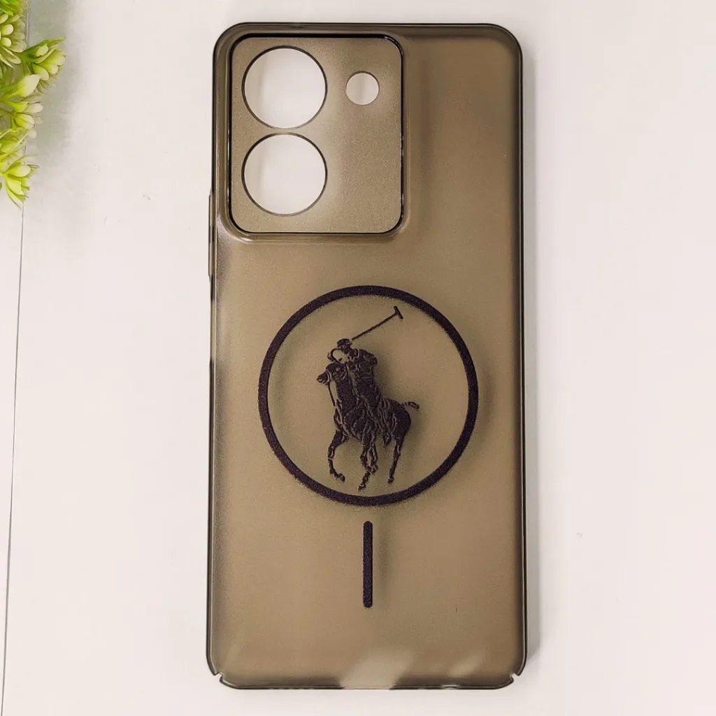 Vivo Y36 4G|5G|Y27s 3D Matte Acrylic Side Cutt With Polo Magsafe Printed Back Case (Black)