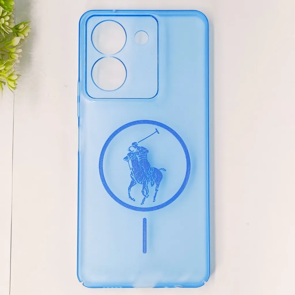 Vivo Y36 4G|5G|Y27s 3D Matte Acrylic Side Cutt With Polo Magsafe Printed Back Case (Blue)