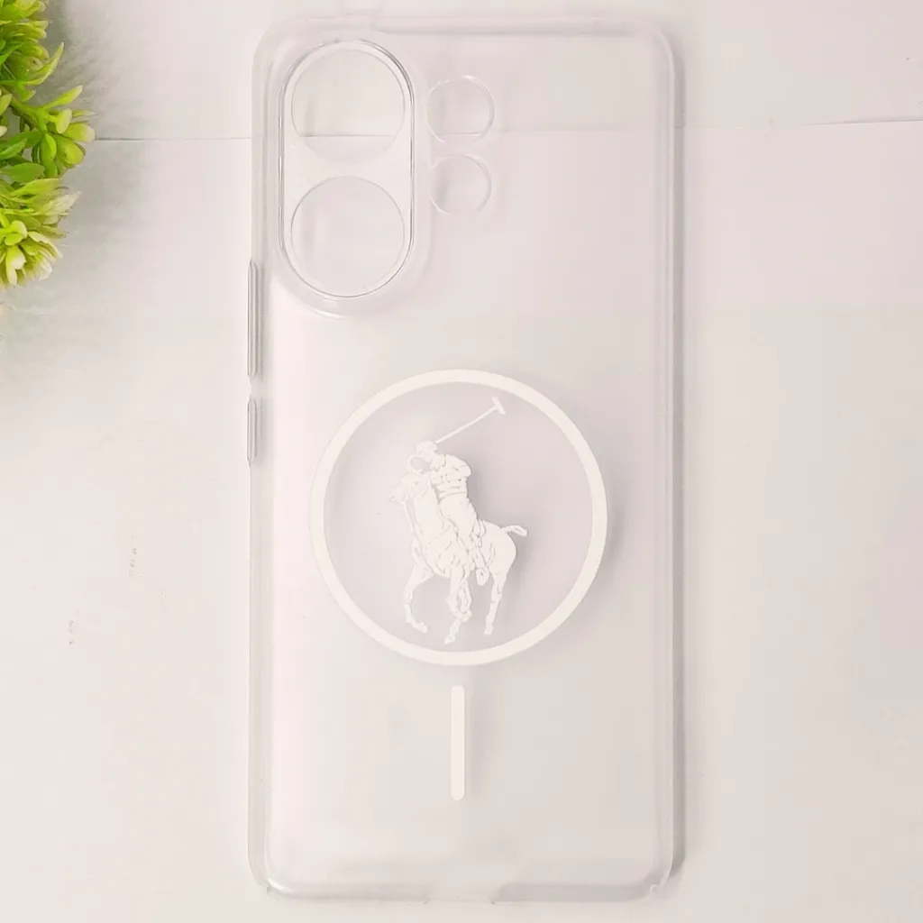 Vivo V60 5G 3D Matte Acrylic Side Cutt With Polo Magsafe Printed Back Case (Crystal)