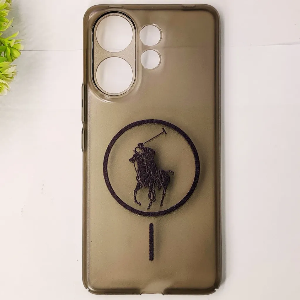 Vivo V60 5G 3D Matte Acrylic Side Cutt With Polo Magsafe Printed Back Case (Black)