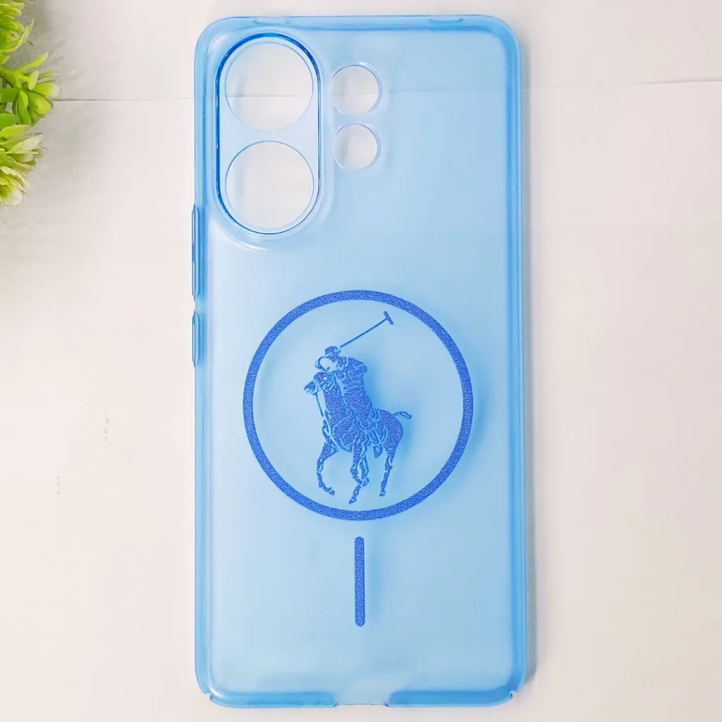 Vivo V60 5G 3D Matte Acrylic Side Cutt With Polo Magsafe Printed Back Case (Blue)