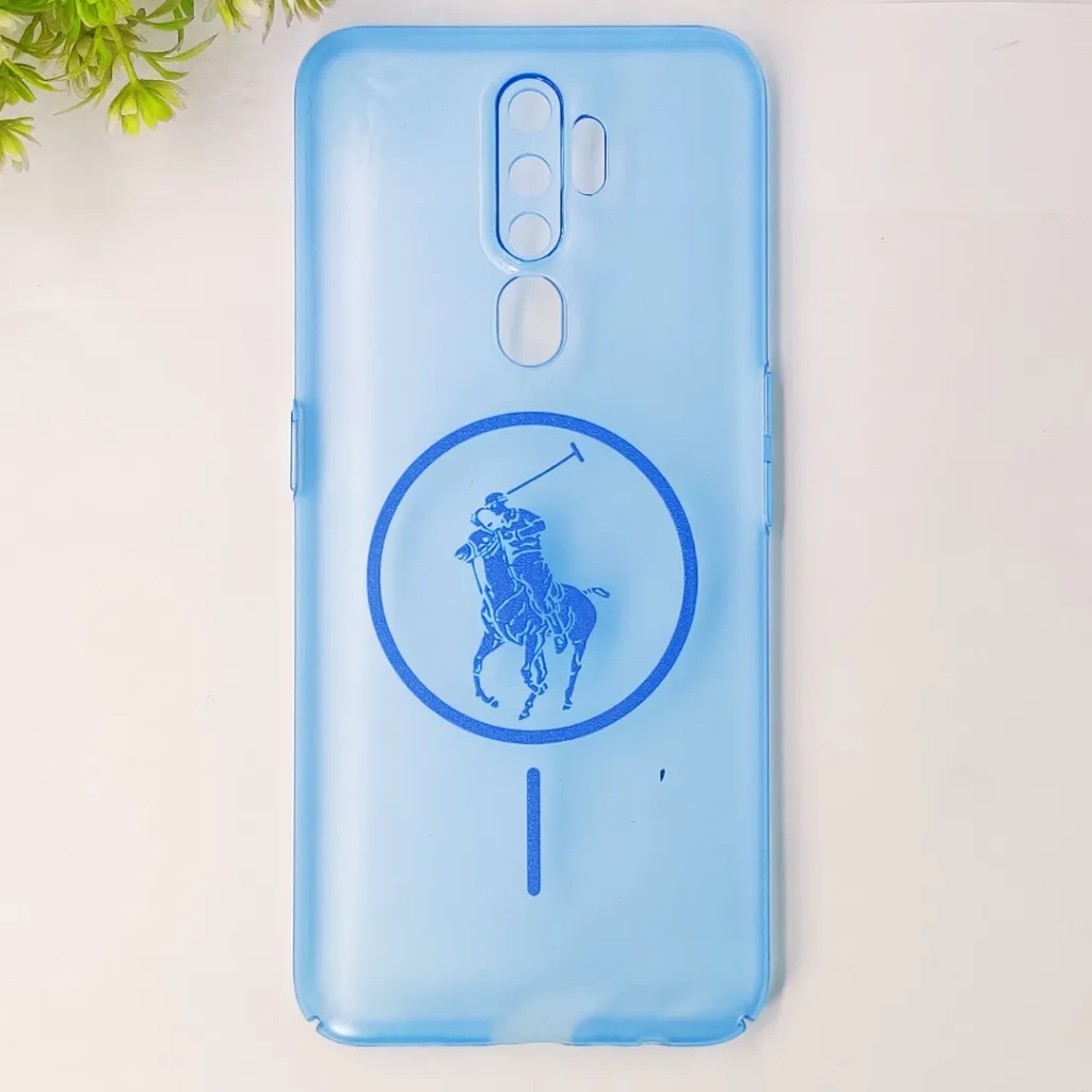 Oppo A5 2020|A9 2020 3D Matte Acrylic Side Cutt With Polo Magsafe Printed Back Case (Blue)