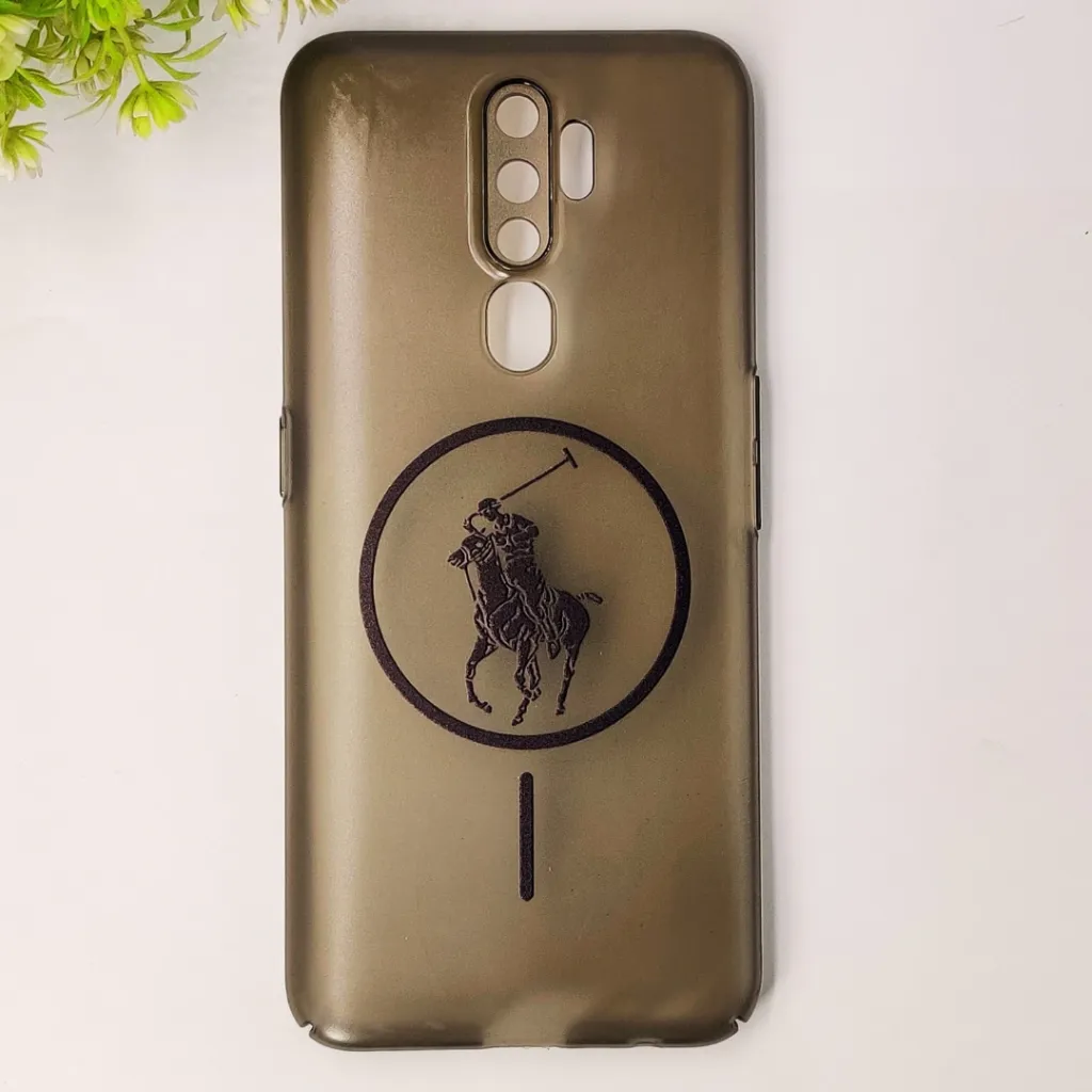 Oppo A5 2020|A9 2020 3D Matte Acrylic Side Cutt With Polo Magsafe Printed Back Case (Black)