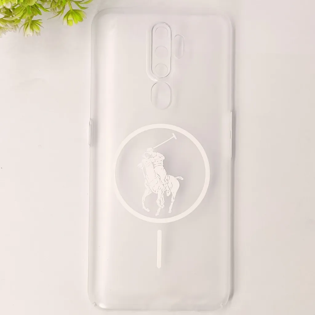 Oppo A5 2020|A9 2020 3D Matte Acrylic Side Cutt With Polo Magsafe Printed Back Case (Crystal)