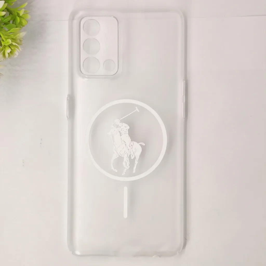 Oppo F19 4G 3D Matte Acrylic Side Cutt With Polo Magsafe Printed Back Case (Crystal)