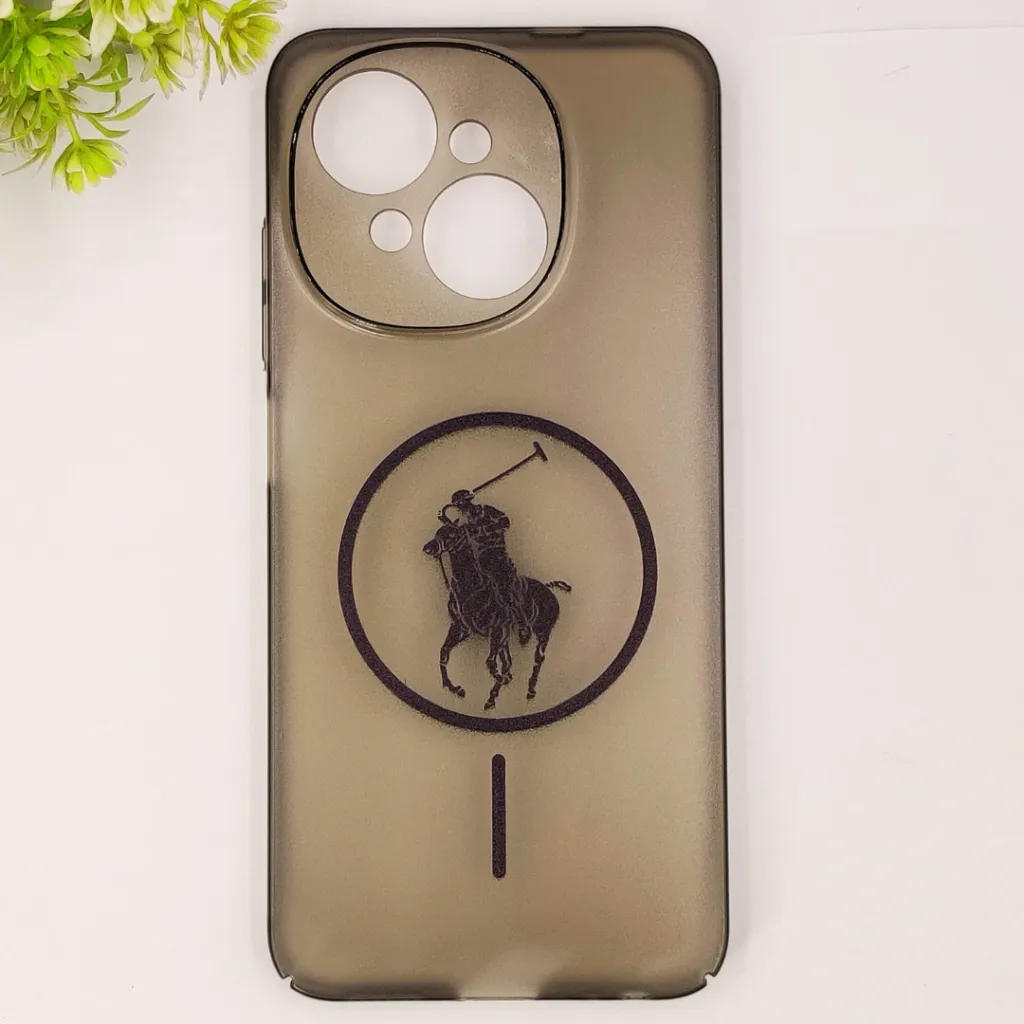 Tecno POP 9|Spark GO 1 3D Matte Acrylic Side Cutt With Polo Magsafe Printed Back Case (Black)