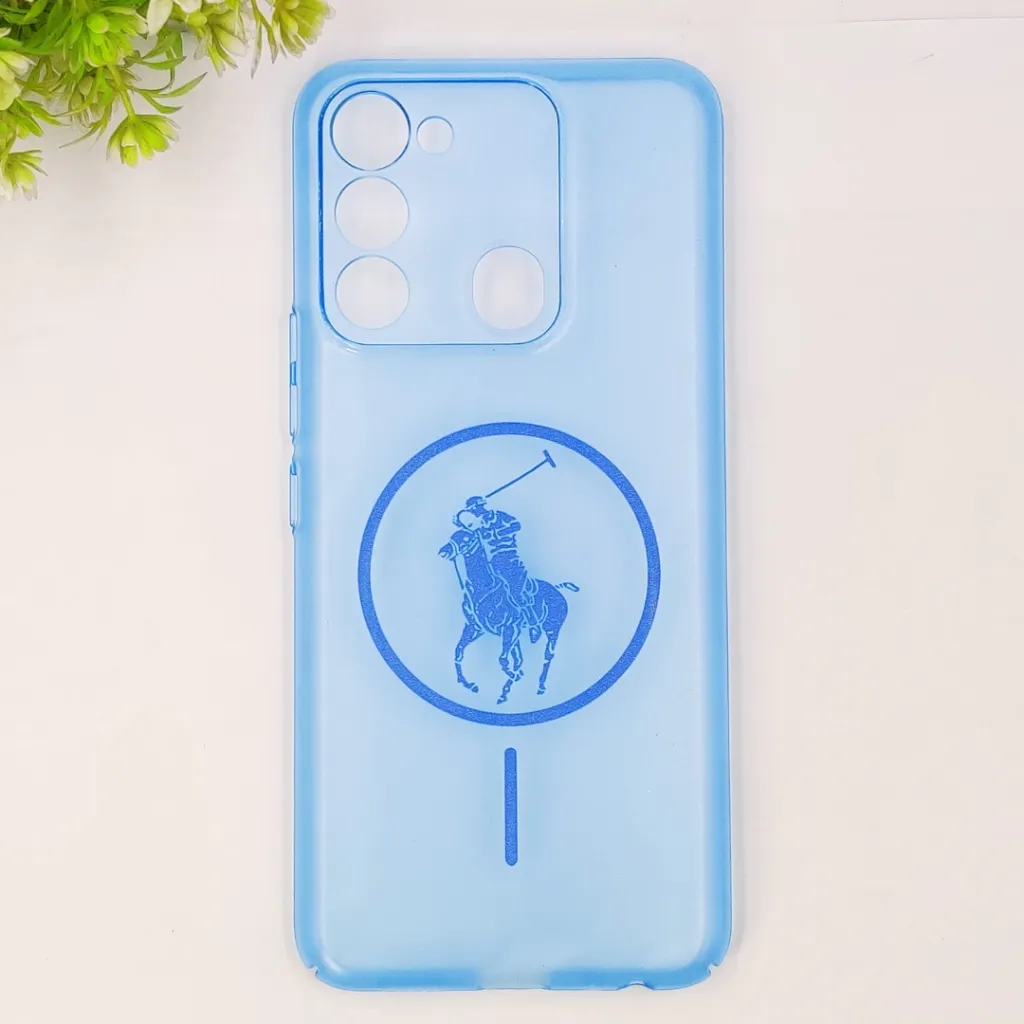 Tecno Spark 8C|Spark 9|Spark Go 2022 3D Matte Acrylic Side Cutt With Polo Magsafe Printed Back Case (Blue)