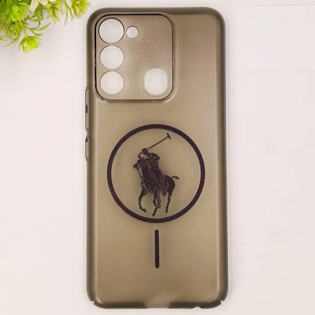 Tecno Spark 8C|Spark 9|Spark Go 2022 3D Matte Acrylic Side Cutt With Polo Magsafe Printed Back Case (Black)