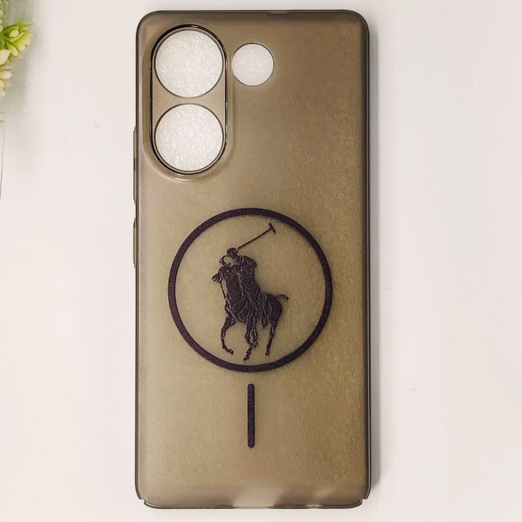 [PO19BTCMN20-2-2] Tecno Camon 20|20 Pro 3D Matte Acrylic Side Cutt With Polo Magsafe Printed Back Case (Black)