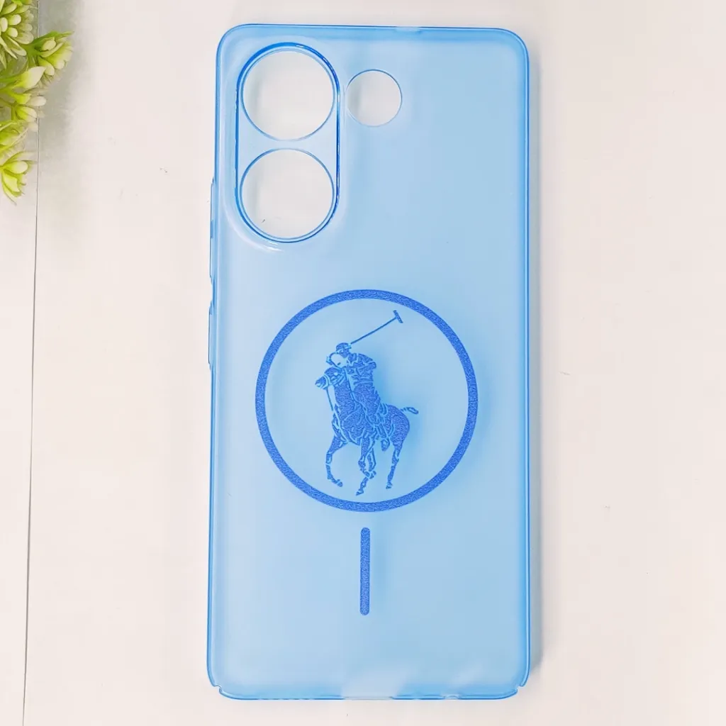 [PO19BTCMN20-2-3] Tecno Camon 20|20 Pro 3D Matte Acrylic Side Cutt With Polo Magsafe Printed Back Case (Blue)