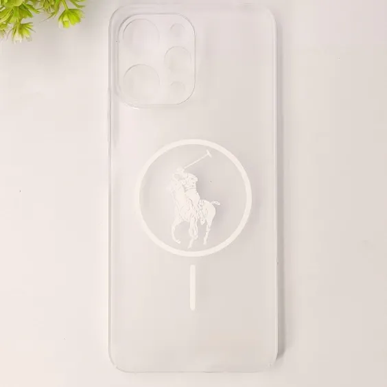 [PO19BMI12-2-30] Redmi 12 4G 3D Matte Acrylic Side Cutt With Polo Magsafe Printed Back Case (Crystal)
