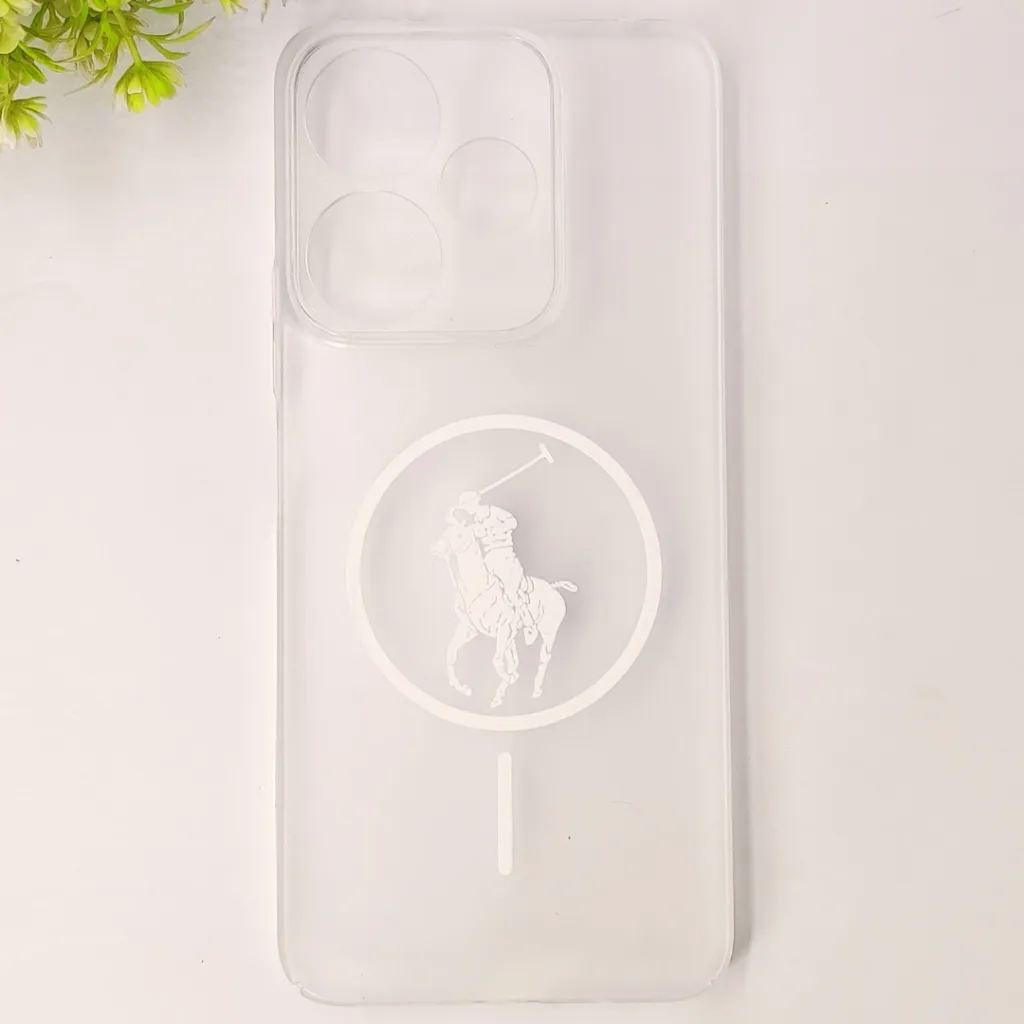 [PO19BMI13-2-30] Redmi 13 4G 3D Matte Acrylic Side Cutt With Polo Magsafe Printed Back Case (Crystal)