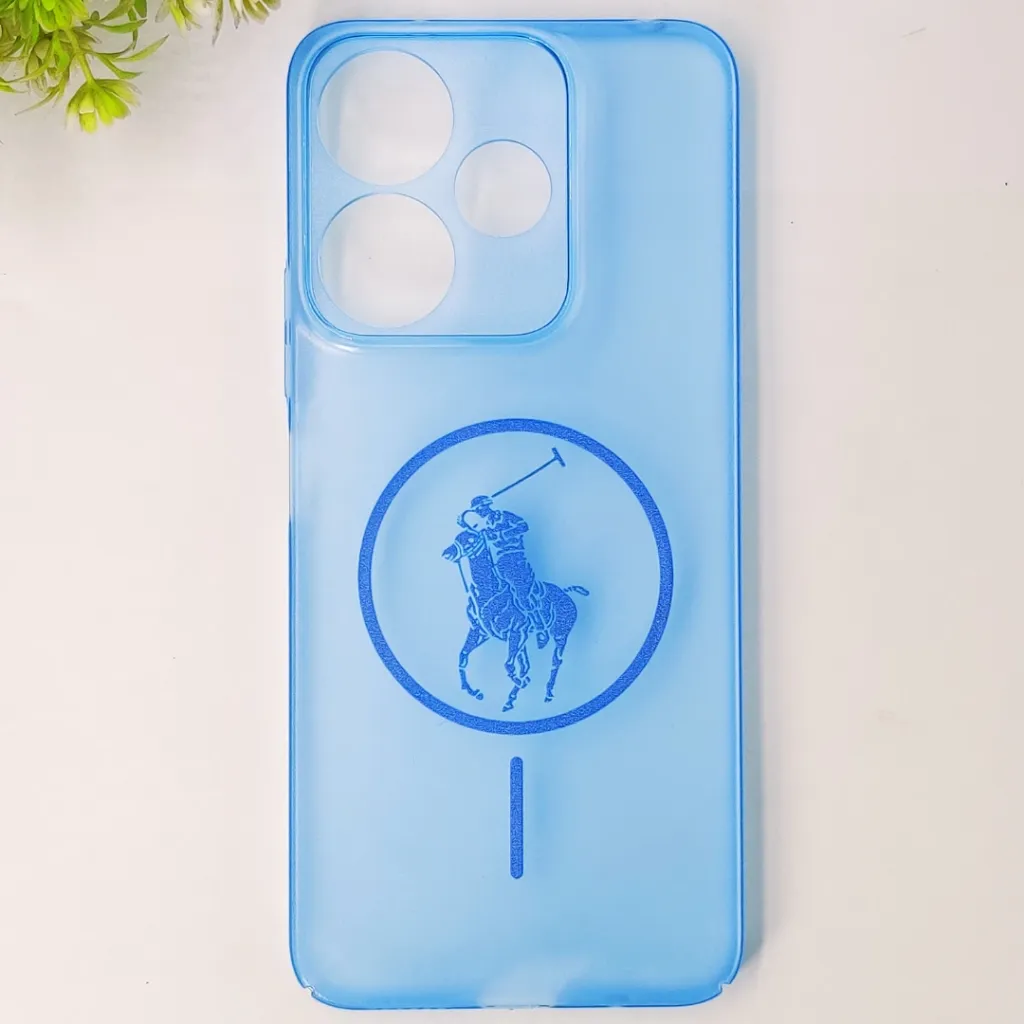 Redmi 13 4G 3D Matte Acrylic Side Cutt With Polo Magsafe Printed Back Case (Blue)