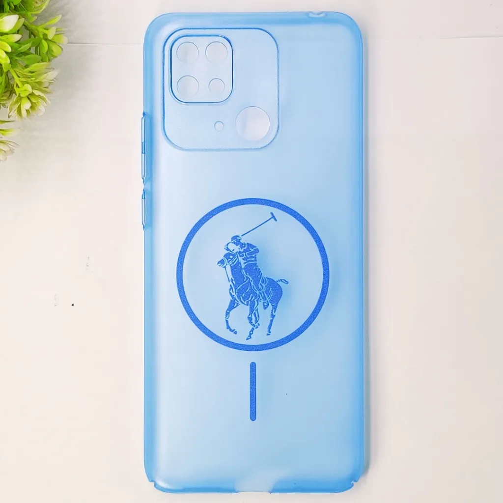 Redmi 10C 4G 3D Matte Acrylic Side Cutt With Polo Magsafe Printed Back Case (Blue)