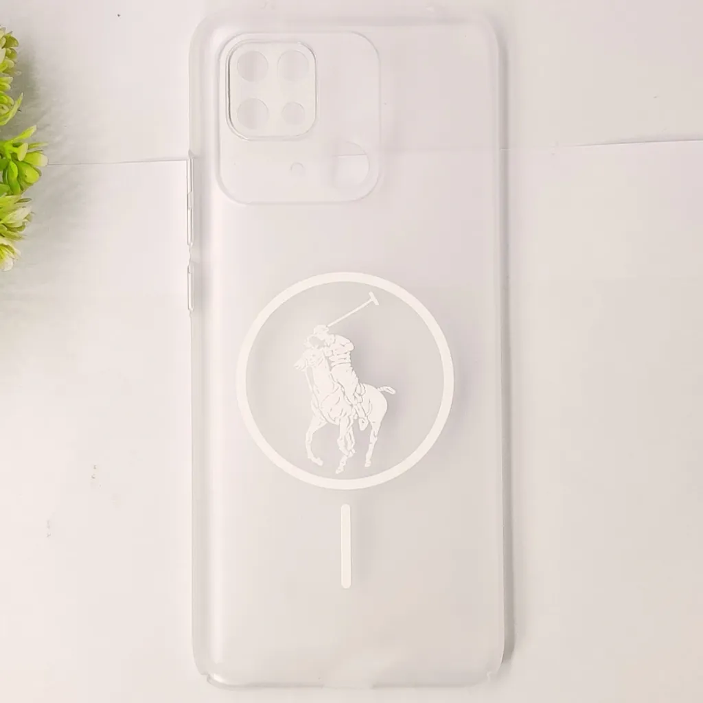 Redmi 10C 4G 3D Matte Acrylic Side Cutt With Polo Magsafe Printed Back Case (Crystal)