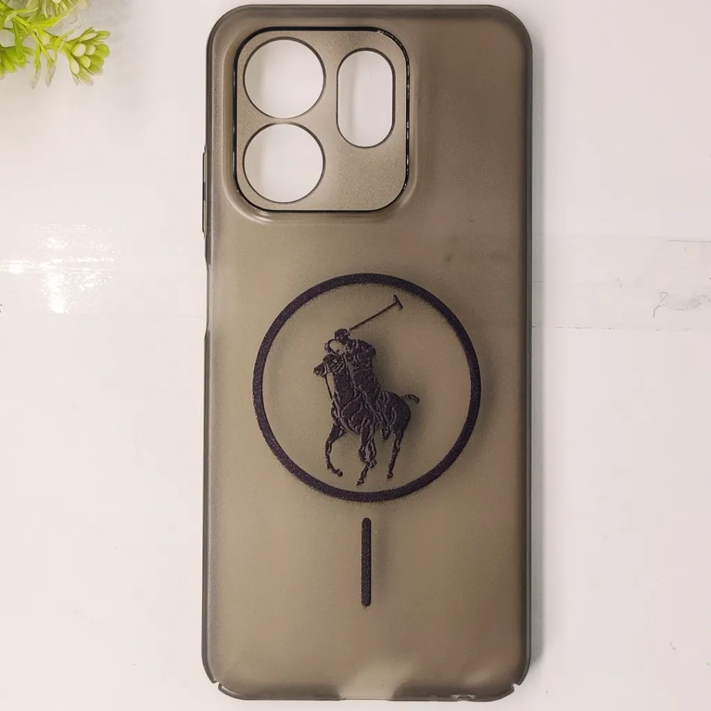 Infinix HOT 50i|Smart 9|Smart 9 HD 3D Matte Acrylic Side Cutt With Polo Magsafe Printed Back Case (Black)