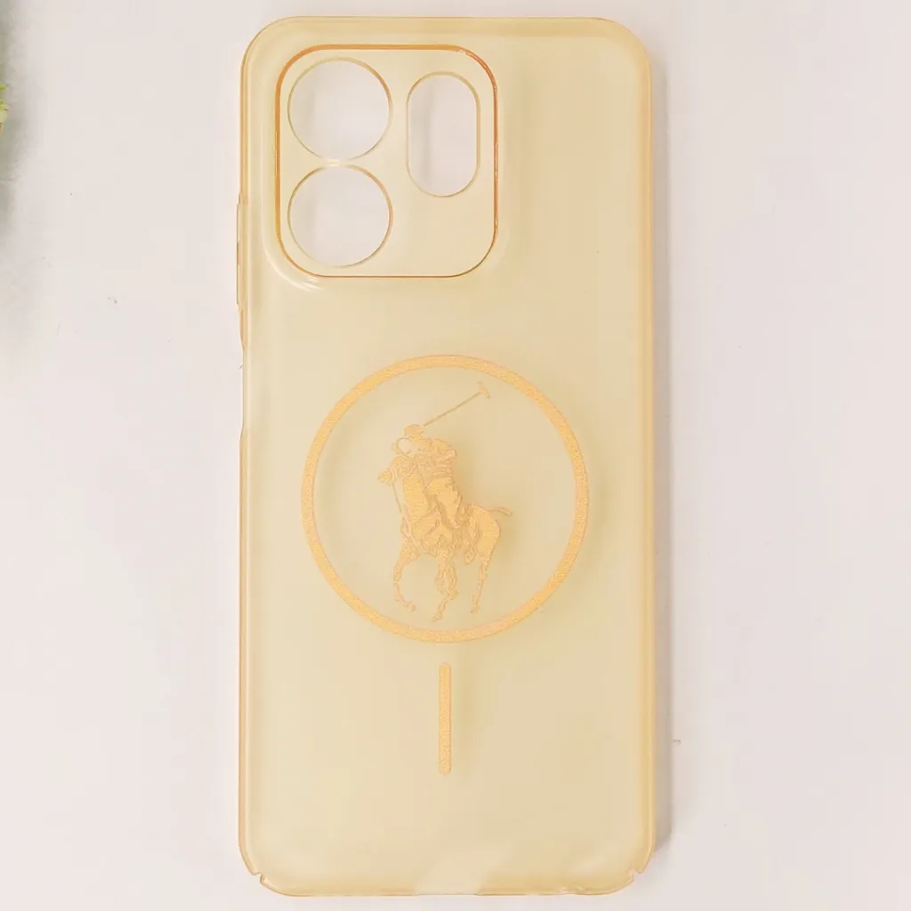 Infinix HOT 50i|Smart 9|Smart 9 HD 3D Matte Acrylic Side Cutt With Polo Magsafe Printed Back Case (Yellow)