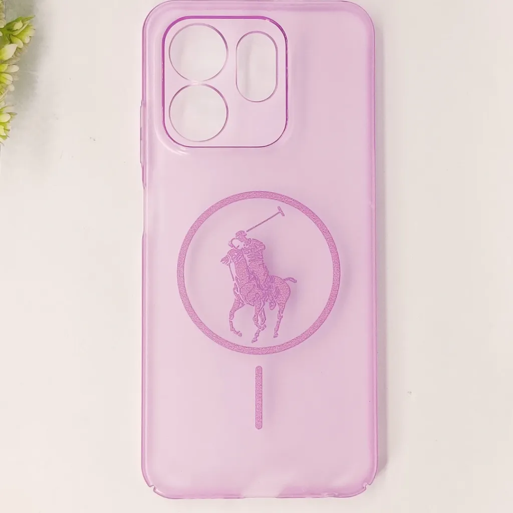 Infinix HOT 50i|Smart 9|Smart 9 HD 3D Matte Acrylic Side Cutt With Polo Magsafe Printed Back Case (Light Purple)