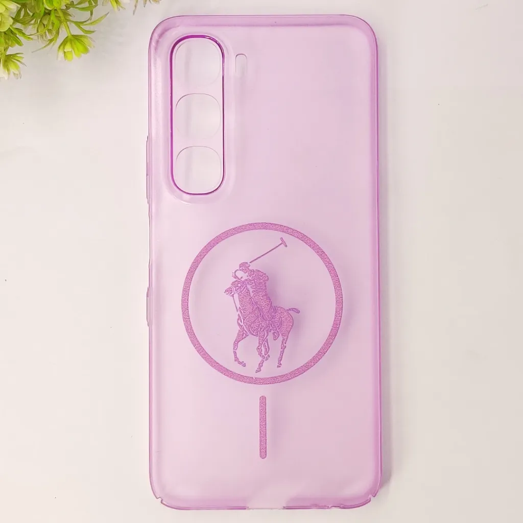 Infinix Hot 60 4G |Hot 60i 4G 3D Matte Acrylic Side Cutt With Polo Magsafe Printed Back Case (Light Purple)
