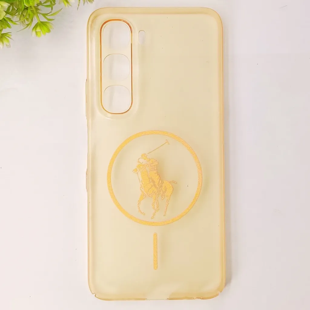 Infinix Hot 60 4G |Hot 60i 4G 3D Matte Acrylic Side Cutt With Polo Magsafe Printed Back Case (Yellow)