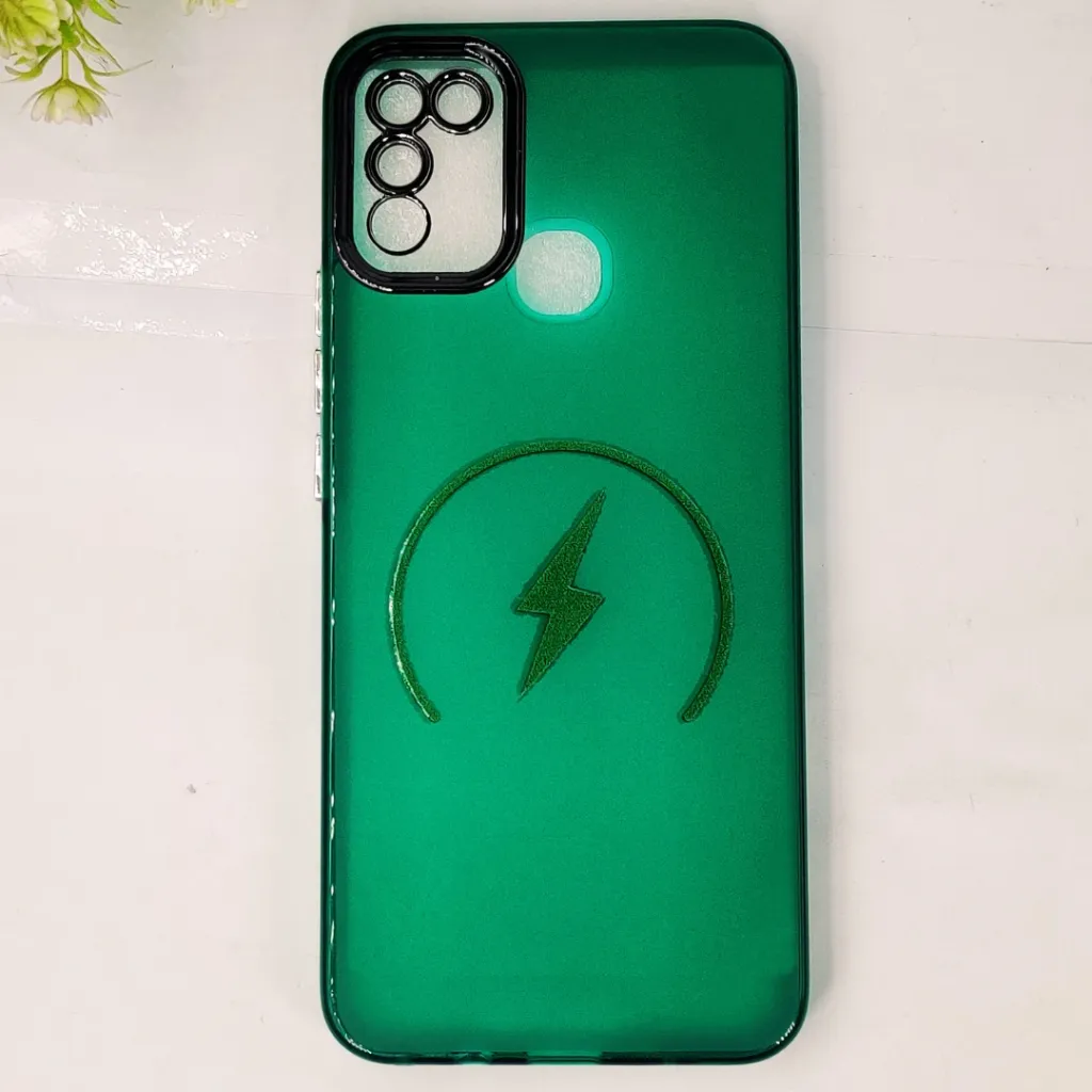 Infinix Hot 10 Play|Hot 11 Play Colour Transparent 3D Magsafe Logo Printed Back Case (Green)