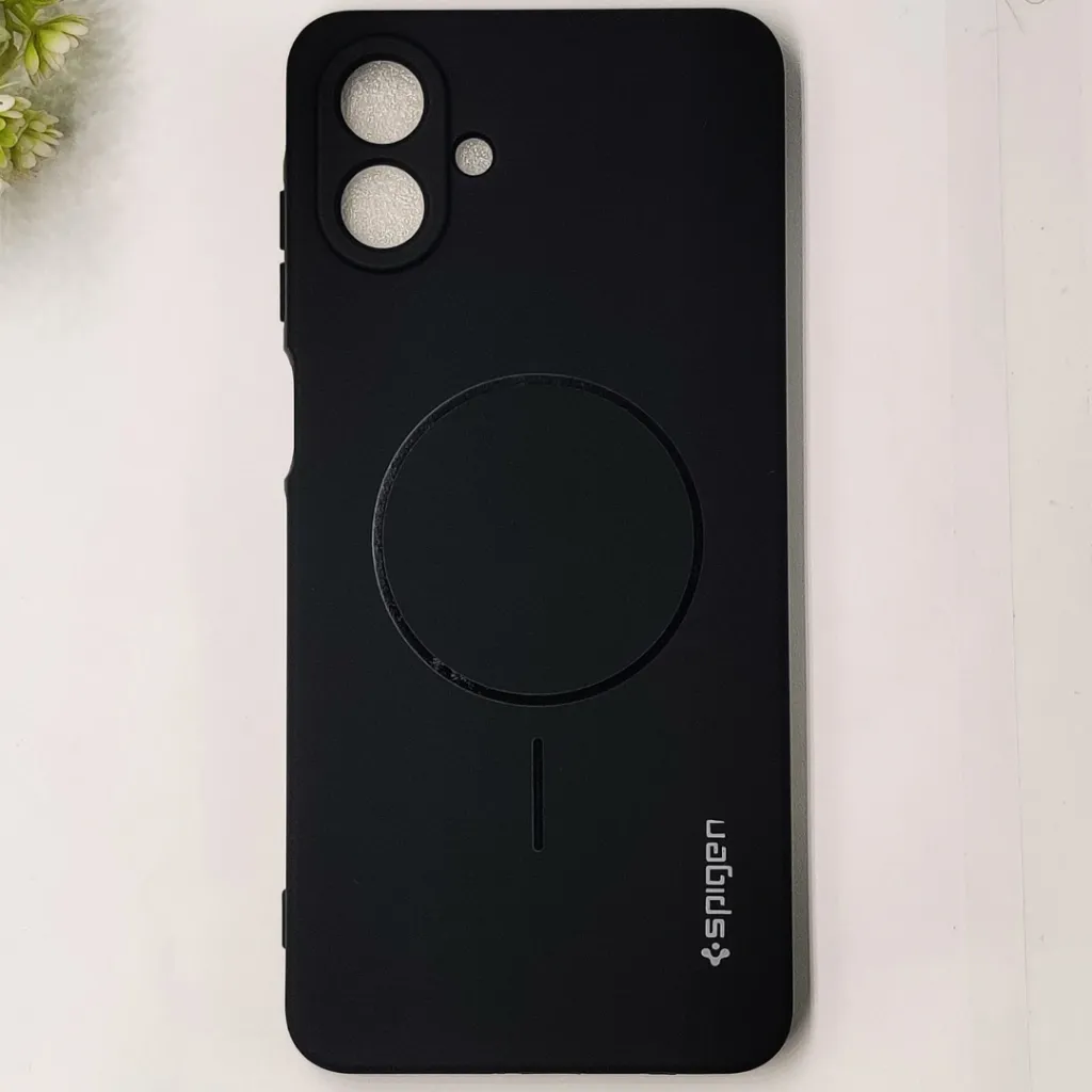 Samsung Galaxy A07 4G Official Spigen Soft Silky With MageSafe Print Logo Back Case (Black)