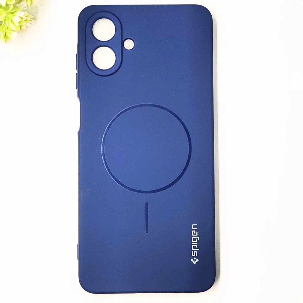 Samsung Galaxy A07 4G Official Spigen Soft Silky With MageSafe Print Logo Back Case (Navy Blue)